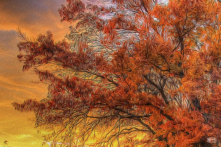 Digital Arts titled "Fire Sky" by Jim Pavelle, Original Artwork