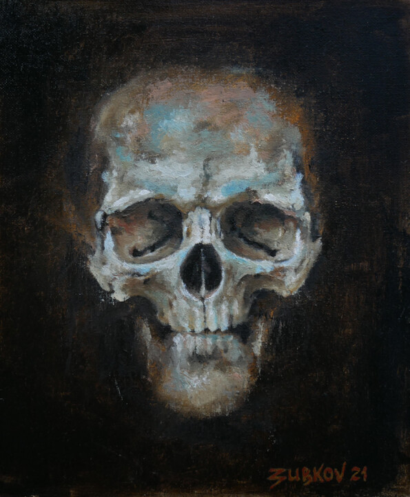 Ζωγραφική με τίτλο "Dark Skull" από Pavel Zubkov, Αυθεντικά έργα τέχνης, Λάδι