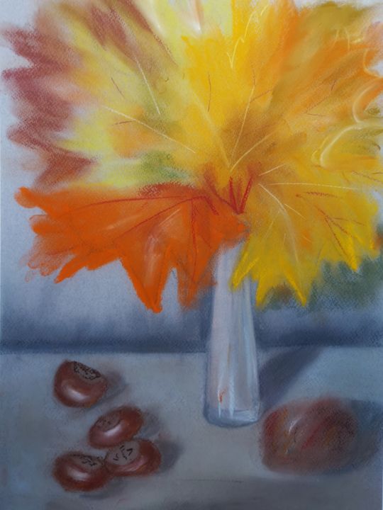 Peinture intitulée "Hello from autumn" par Valentina Voronina, Œuvre d'art originale, Pastel