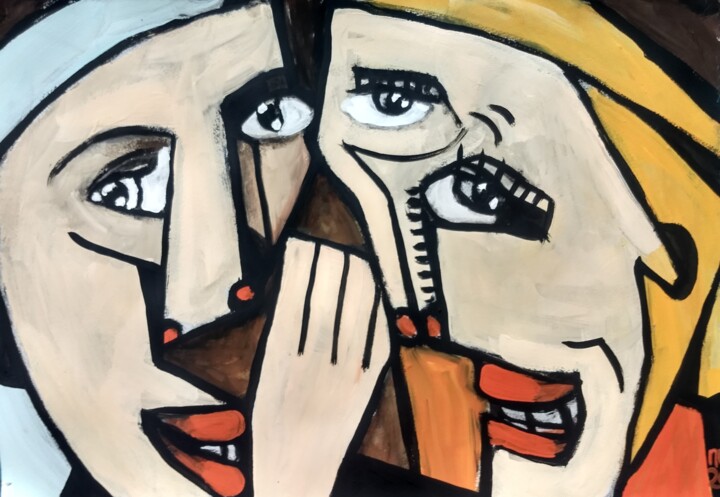 Painting titled "A girlfriends" by Pavlo Po, Original Artwork, Acrylic