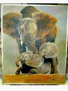 Painting titled "Familly" by Pavouk7, Original Artwork, Oil