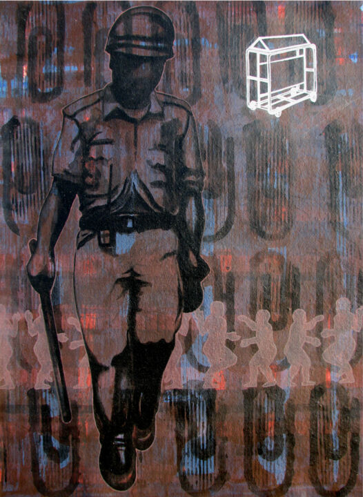 Pittura intitolato "Stay home, stay safe" da Pawan Shharma, Opera d'arte originale, Acrilico