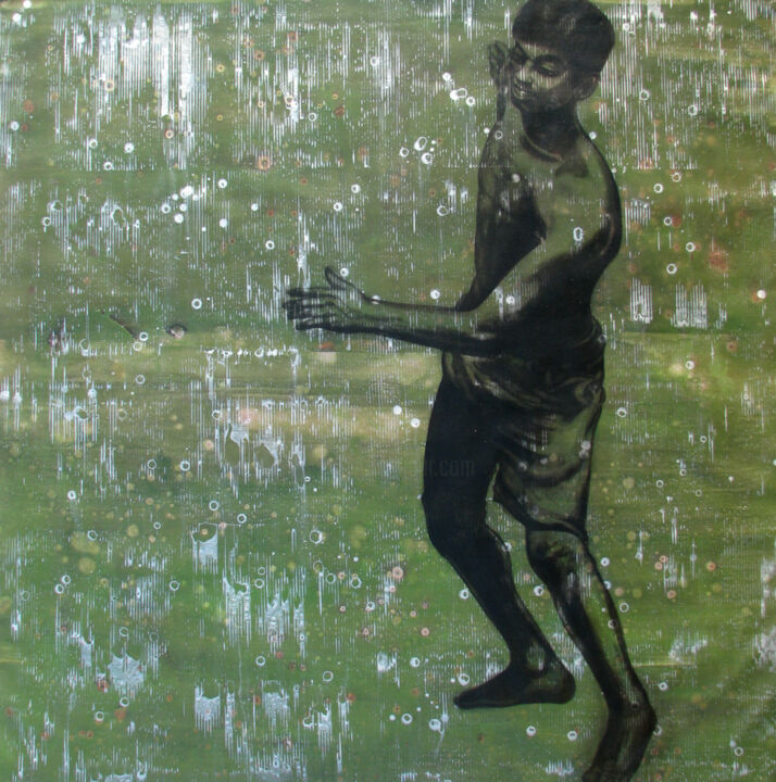 Картина под названием "Dancing in the rain" - Pawan Shharma, Подлинное произведение искусства, Акрил