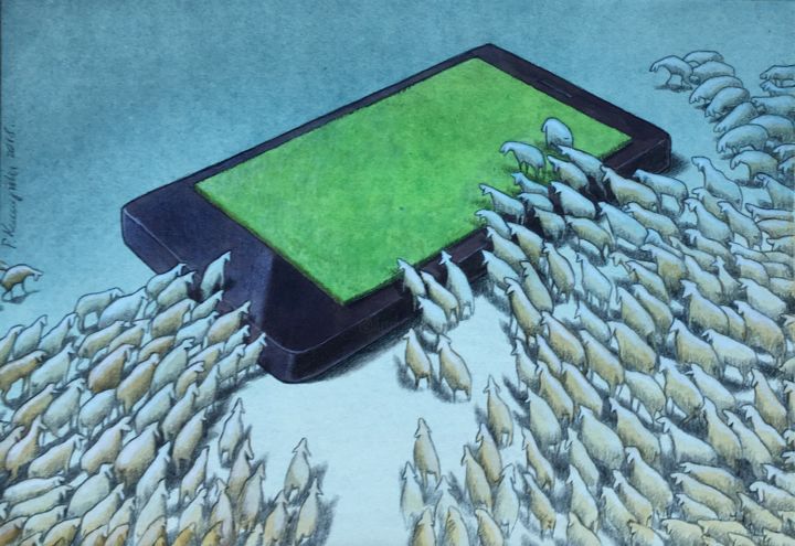 Dessin intitulée "Sheep - original ar…" par Pawel Kuczynski, Œuvre d'art originale, Pastel