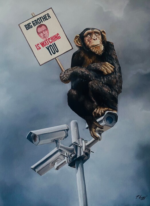 Malarstwo zatytułowany „Monkey Manifesto” autorstwa Paweł Łękawa, Oryginalna praca, Olej
