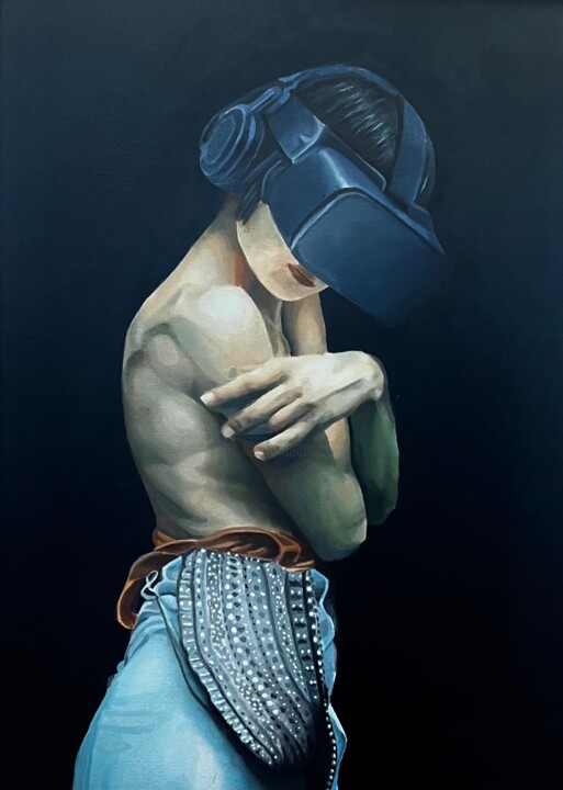 Картина под названием "Digital Loneliness" - Paweł Łękawa, Подлинное произведение искусства, Масло