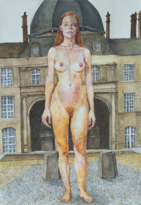 Painting titled "ZAGUBIONY PAŁACYK" by Paweł Mostowski, Original Art, Watercolor