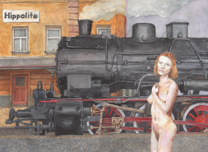 Painting titled "ZAPOMNIANA STACJA" by Paweł Mostowski, Original Art, Watercolor