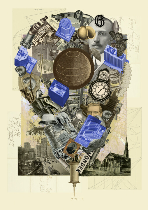 Grafika cyfrowa / sztuka generowana cyfrowo zatytułowany „NY Pin III” autorstwa Paweł Pacholec, Oryginalna praca, Kolaż cyfr…