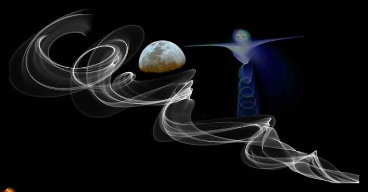 Arts numériques intitulée "n-7-lune-spectre-ma…" par Le Sage Coyote, Œuvre d'art originale, Travail numérique 2D