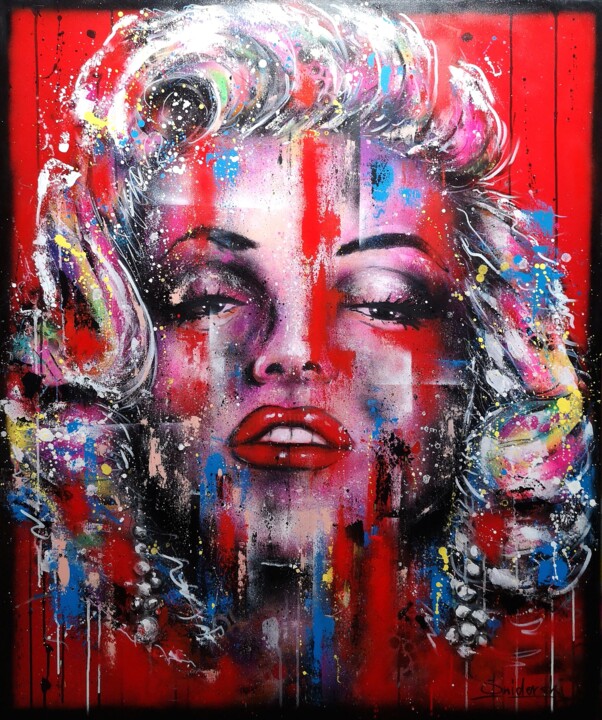 Malarstwo zatytułowany „Marilyn Monroe” autorstwa Paweł Świderski, Oryginalna praca, Akryl Zamontowany na Drewniana rama nos…
