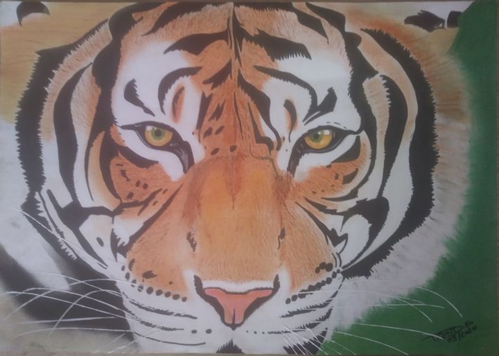 Drawing titled "Tigre" by Paxton Tubind, Original Artwork, Pastel