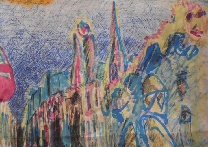 Pittura intitolato "La Sagrada Familia" da Rodrigo Payró, Opera d'arte originale, Gouache