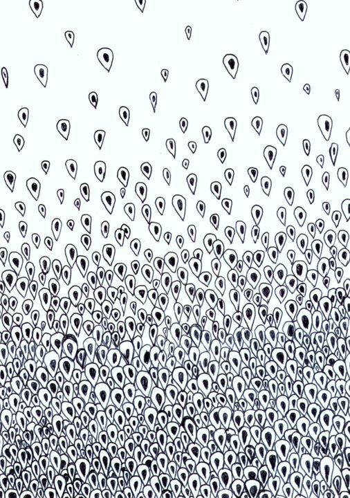 Dessin intitulée "Llueve desde abajo" par Paz Salzano, Œuvre d'art originale, Encre