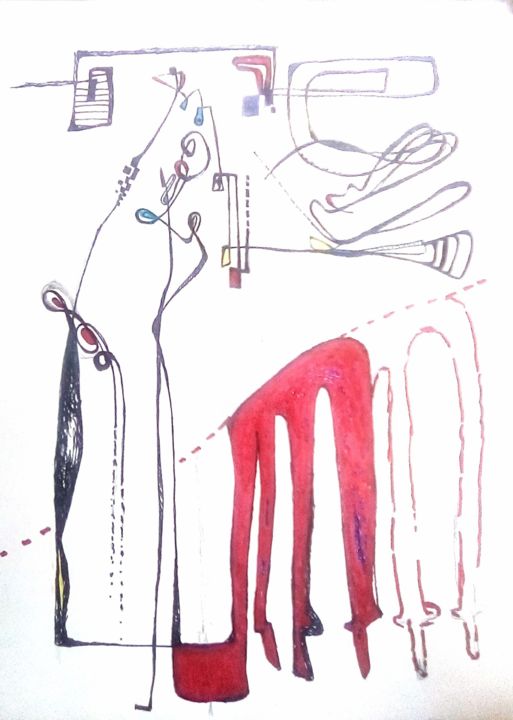 Zeichnungen mit dem Titel "Domingo" von Paz Salzano, Original-Kunstwerk, Marker