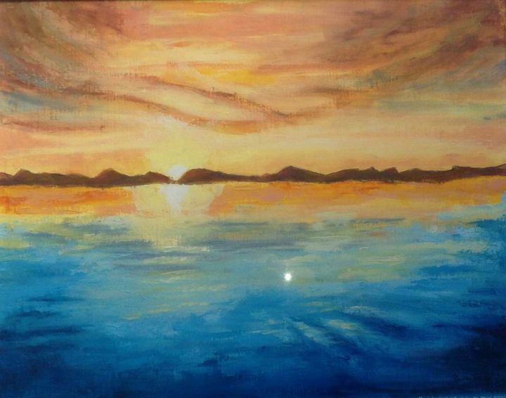 Pittura intitolato "tramonto d'estate -…" da Paola Benni, Opera d'arte originale, Olio