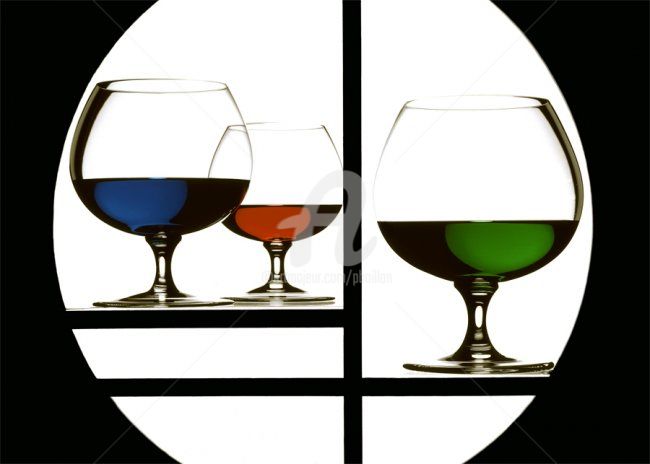 Fotografia intitolato "3 verres hommage à…" da Pierre Boillon, Opera d'arte originale, fotografia a pellicola