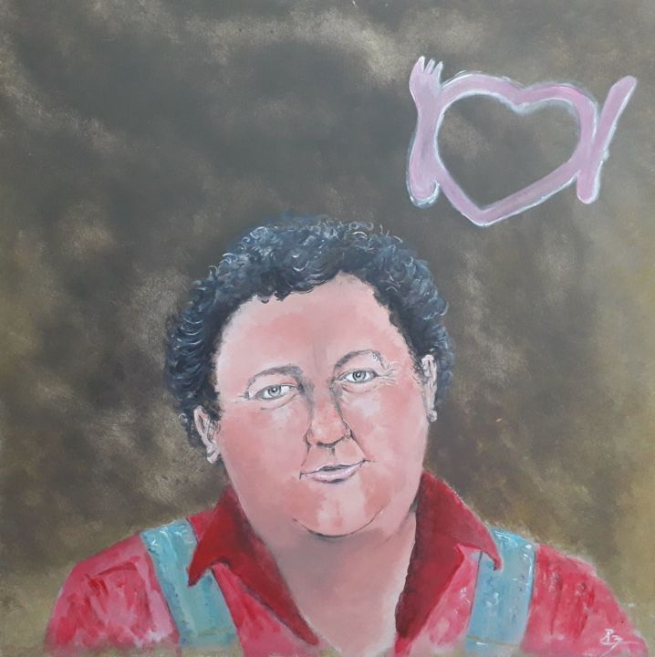 Painting titled "Inoubliable Coluche" by Pascal Boulommier, Original Artwork, Acrylic