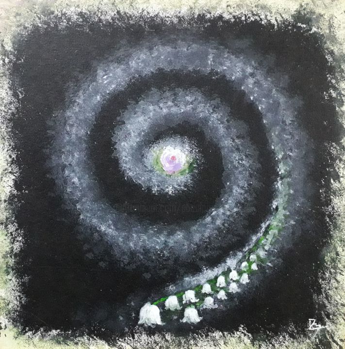 Painting titled "Muguet galaxie" by Pascal Boulommier, Original Artwork, Acrylic