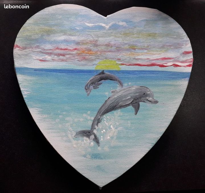 Painting titled "Dolphins Dream" by Pascal Boulommier, Original Artwork, Acrylic