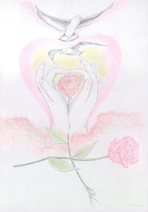 Drawing titled "09-les roses du par…" by Pascal Boulommier, Original Artwork, Pencil