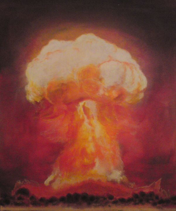 Painting titled "Bombe atomique" by Pascal Boulommier, Original Artwork, Acrylic