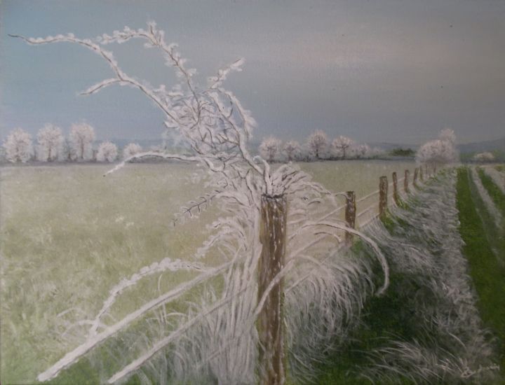 Peinture intitulée "Promenade hivernale" par Pascal Boulommier, Œuvre d'art originale, Acrylique