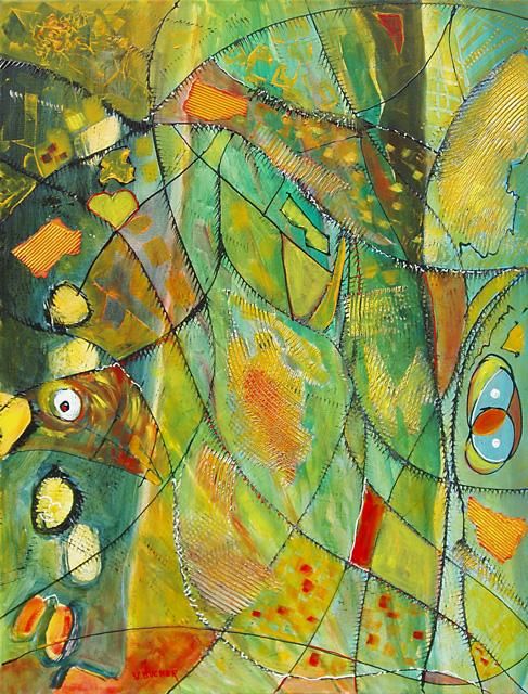 Pintura titulada "Verts et autres bes…" por Patrice Bucher, Obra de arte original