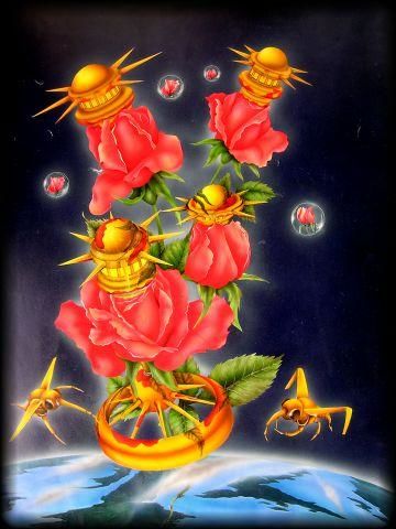 Painting titled "roses" by Patrick Charuel, Original Artwork, Oil