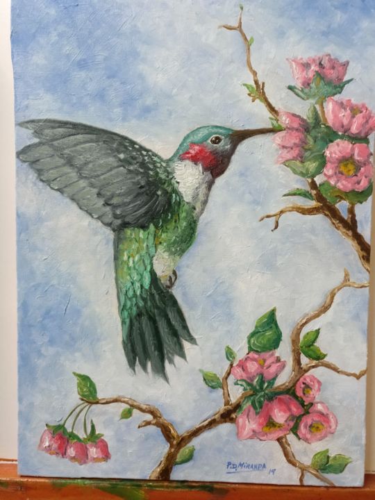 Pintura titulada "Colibrí 2" por P.D.Miranda, Obra de arte original, Oleo