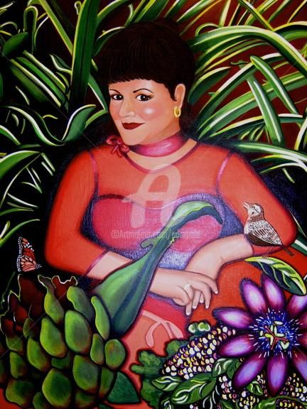 Painting titled "In My Garden Work i…" by Drapala Gallery, Original Artwork