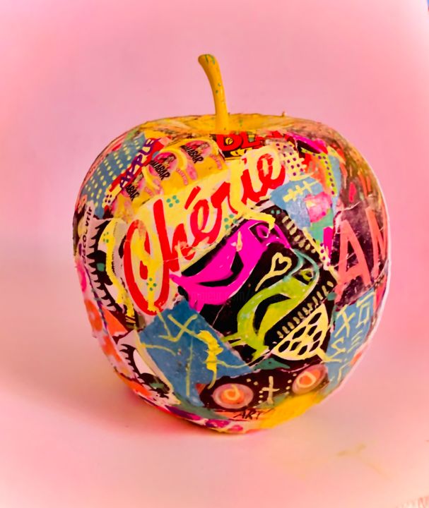 Sculpture intitulée "Apple pop love" par Patricia Ducept, Œuvre d'art originale, Acrylique