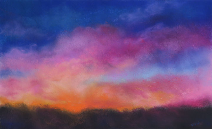 Schilderij getiteld "Dreamy Sky" door Vicki Van Vynckt, Origineel Kunstwerk, Pastel