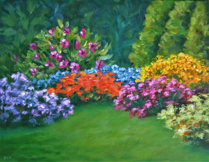 Картина под названием "Full Bloom" - Vicki Van Vynckt, Подлинное произведение искусства, Акрил Установлен на Деревянная рама…
