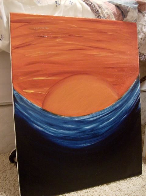 Painting titled "Ocean Sunset" by Peachyk, Original Art,