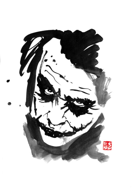 Drawing titled "the joker 02" by Péchane, Original Artwork, Ink