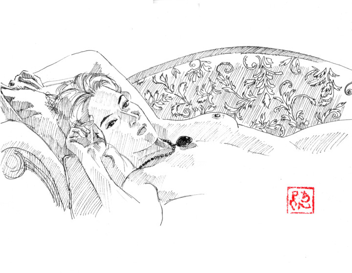 Rysunek zatytułowany „ROSE” autorstwa Péchane, Oryginalna praca, Akwarela