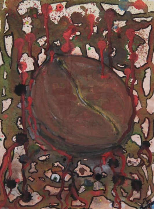 Schilderij getiteld "зерно раздора" door Olga Pecherskaia, Origineel Kunstwerk, Aquarel