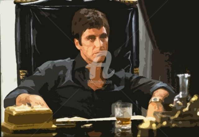 Painting titled "Al Pacino - Scarface" by Pedja, Original Artwork, Acrylic