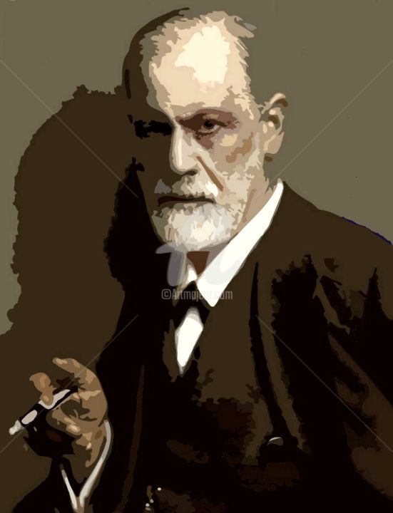 Painting titled "Freud" by Pedja, Original Artwork, Acrylic