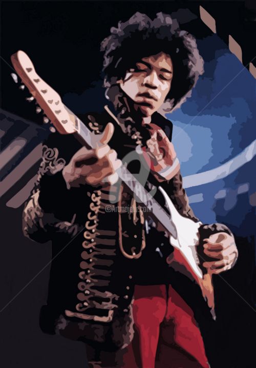 Pittura intitolato "Jimmy Hendrix" da Pedja, Opera d'arte originale, Acrilico