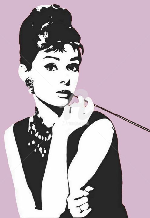 High Detailed Pop Art Style Audrey Hepburn with Chanel · Creative Fabrica