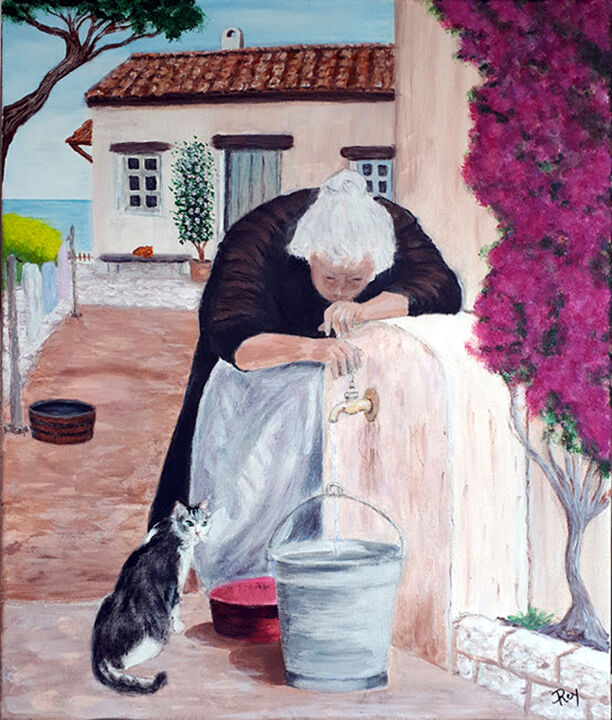 Painting titled "Ma Grand Mère" by Pedro Bujeque (Rey), Original Artwork, Acrylic
