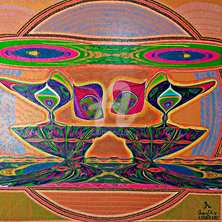 Malerei mit dem Titel "COCKFIGHT" von Casas  D`Liz, Original-Kunstwerk, Acryl