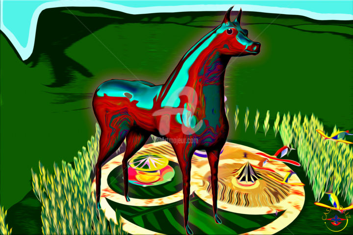 Digital Arts titled "" HORSE OF THE ENCH…" by Casas  D`Liz, Original Artwork, Digital Painting