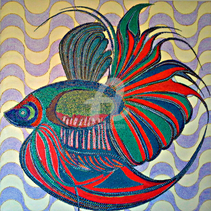 Painting titled "BETA FISH" by Casas  D`Liz, Original Artwork, Acrylic