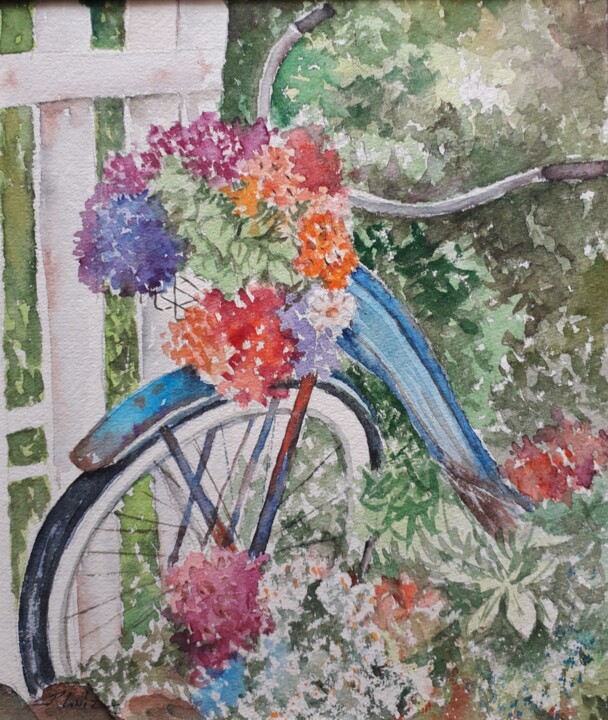 Pintura intitulada "bike vintage" por Pedro Luiz Correia Dos Santos, Obras de arte originais, Aquarela