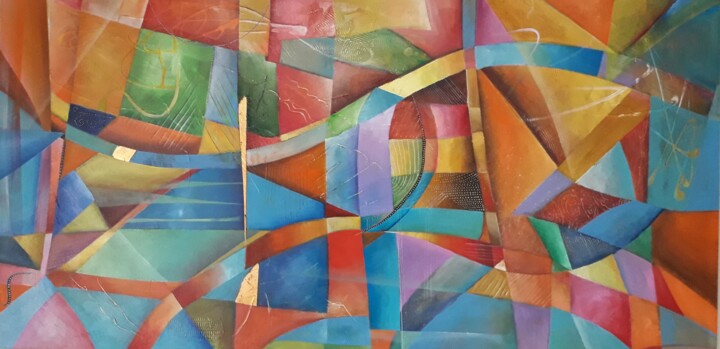 Pintura intitulada "colors and waves se…" por Pedro Luiz Correia Dos Santos, Obras de arte originais, Acrílico