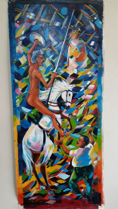 Peinture intitulée "Alucinando Don Quij…" par Pedro Segovia, Œuvre d'art originale, Acrylique