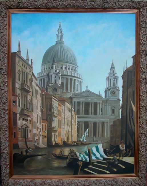 Schilderij getiteld "Capricho veneciano" door Pedro Andres Gutierrez Ayala, Origineel Kunstwerk, Olie